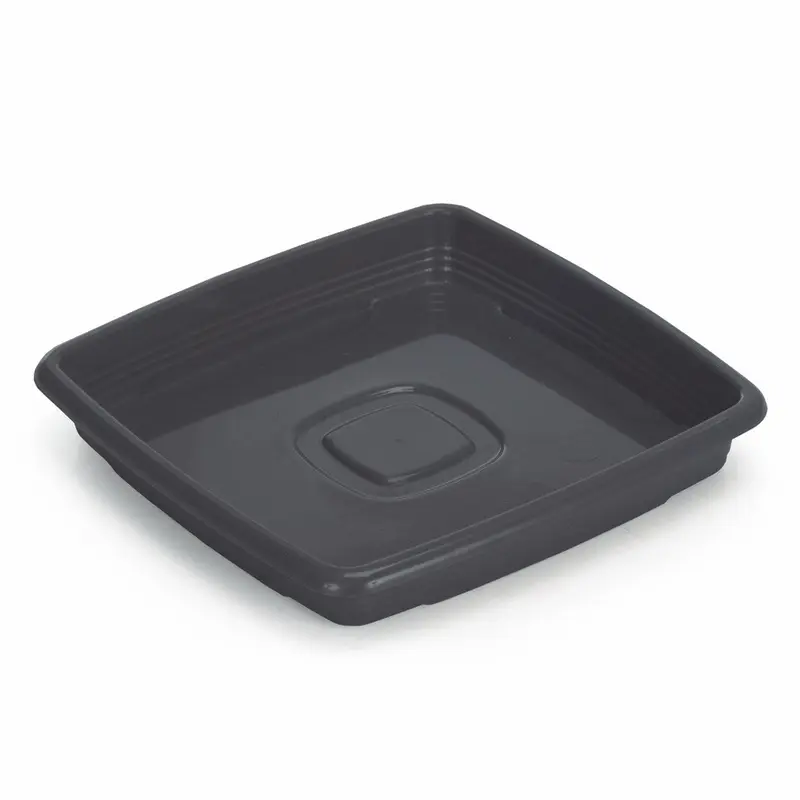PRATO DE VASO QUADRADO PRETO 20,5CM DE PLASTICO