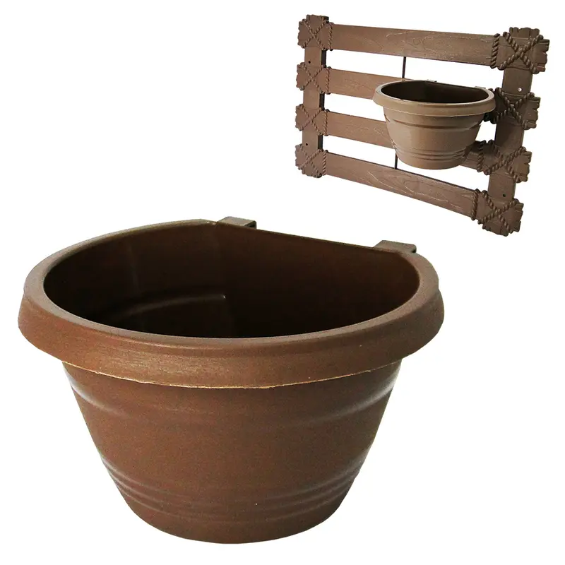 VASO CACHEPOT COM ENCAIXE PARA PAINEL MARROM 1100ML 17,5X16X10CM DE PLASTICO