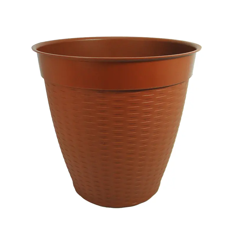 VASO REDONDO RATTAN ESTILO VIME COM BORDA RETA TELHA CERAMICO 14,5L 30X31,5CM DE Ø DE PLASTICO