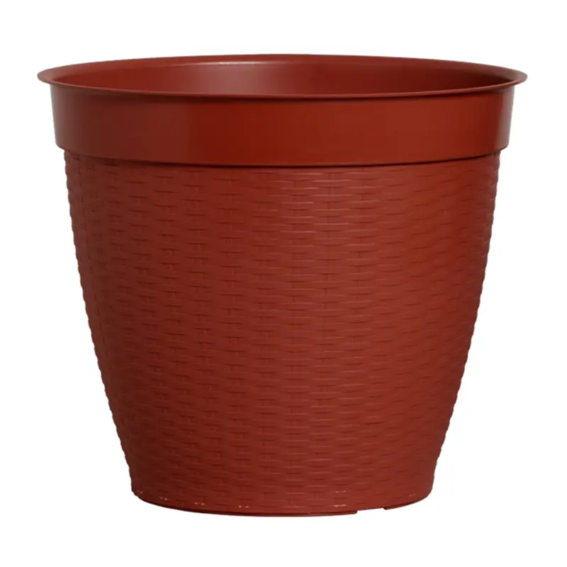 VASO REDONDO RATTAN ESTILO VIME COM BORDA RETA TELHA CERAMICO 44L 40,5X46CMØ DE PLASTICO