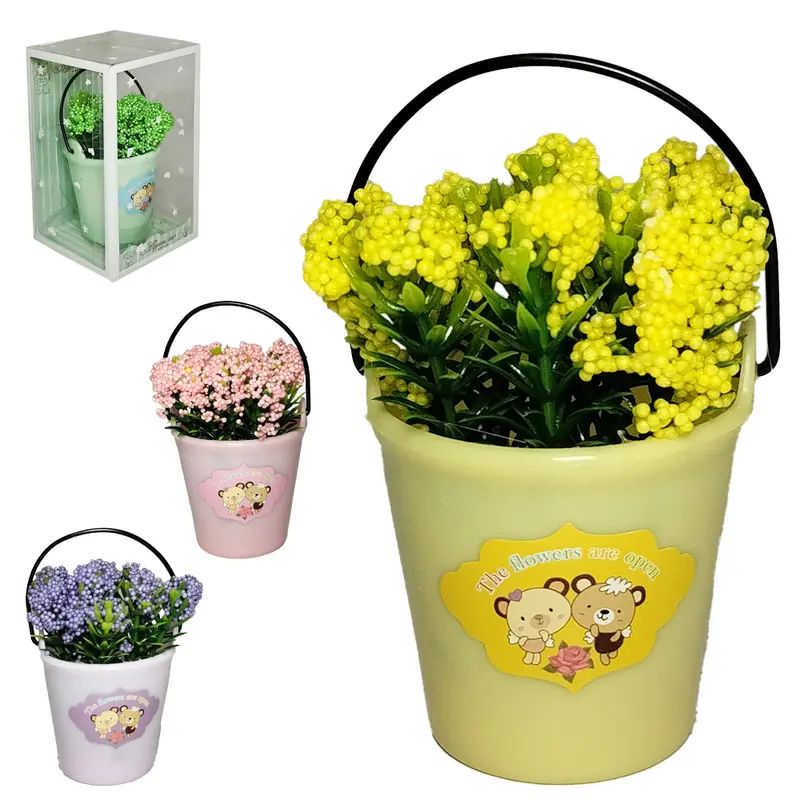 FLOR PERMANENTE COM VASO DE PLASTICO SORTIDOS 8X5CM DE Ø VCF