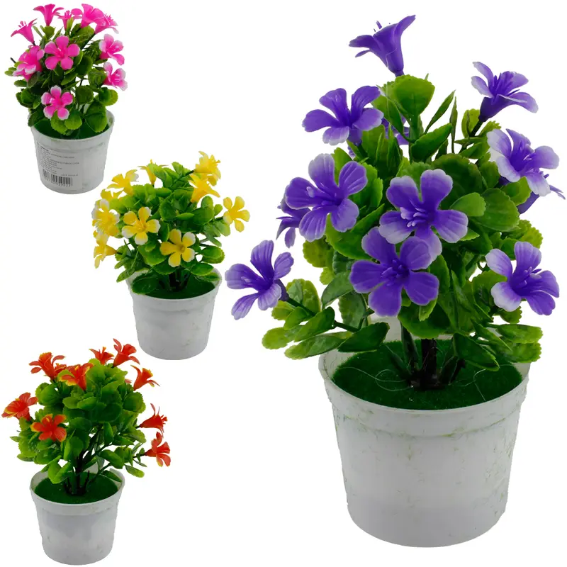 FLOR PERMANENTE COM VASO DE PLASTICO REDONDO 16X7CM DE Ø VCF
