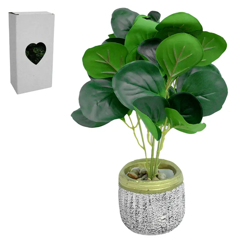 FLOR PERMANENTE FOLHAGEM COM VASO DE CIMENTO REDONDO 27X9CM DE Ø VCF