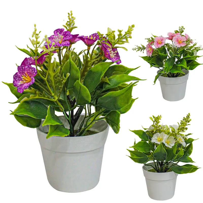 FLOR PERMANENTE COM VASO DE PLASTICO REDONDO 21X9,5CM DE Ø VCF