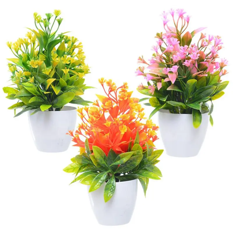 FLOR PERMANENTE COM VASO DE PLASTICO REDONDO 21X7,7CM DE Ø VCF