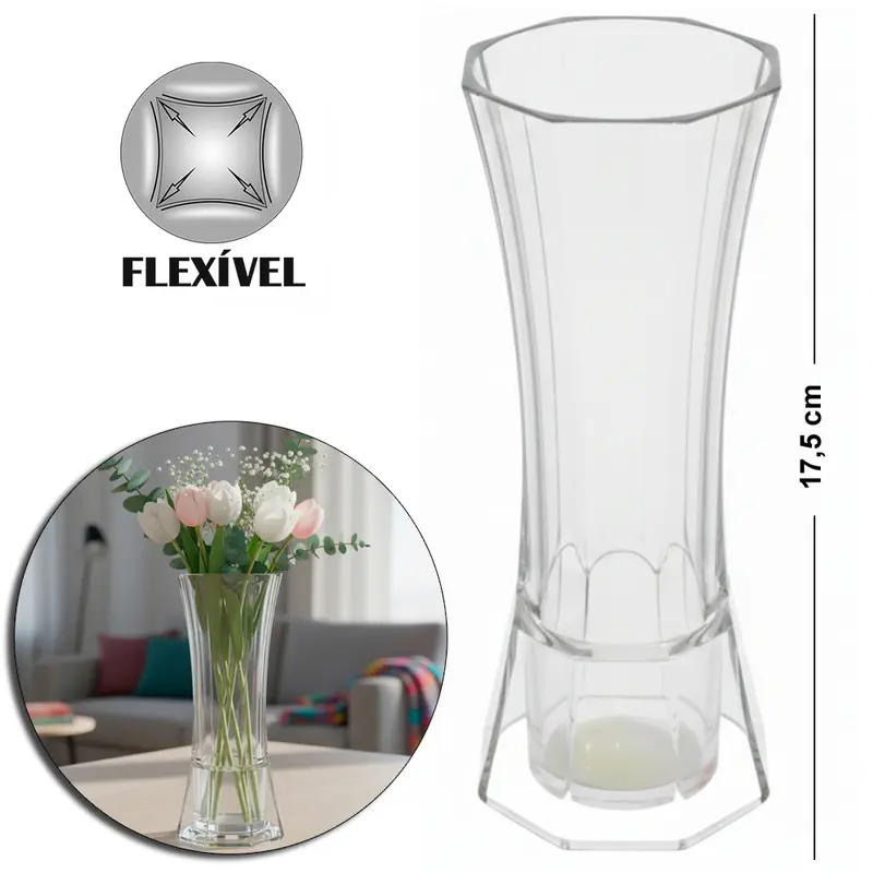 VASO DE PLASTICO PET FLEXIVEL OITAVADO 17,5X7CM