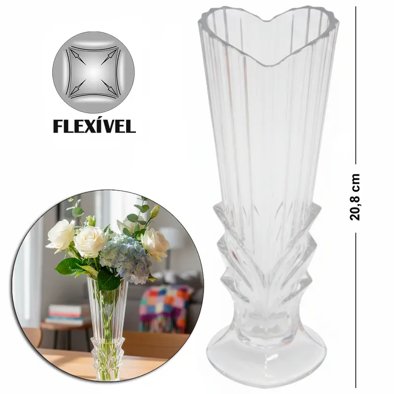 VASO DE PLASTICO PET FLEXIVEL CANELADO 20,8X7,5X6CM