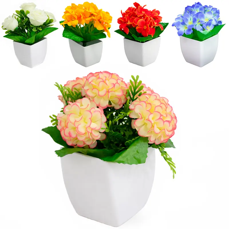 FLOR PERMANENTE COM VASO DE PLASTICO QUADRADO 16X5CM VCF