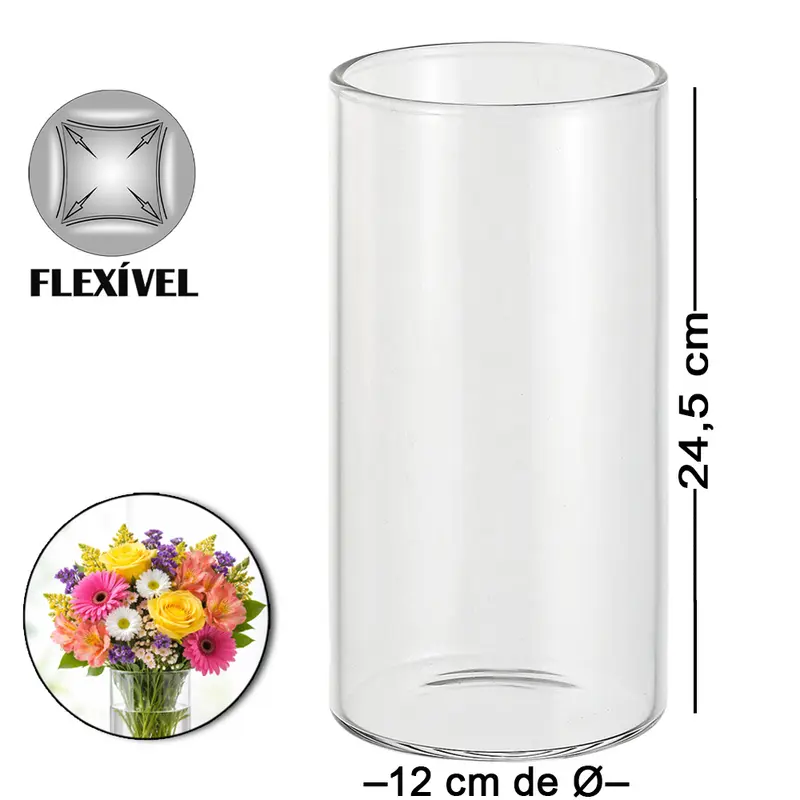 VASO DE PLASTICO PET FLEXIVEL REDONDO LISO 24,5X12CM DE Ø