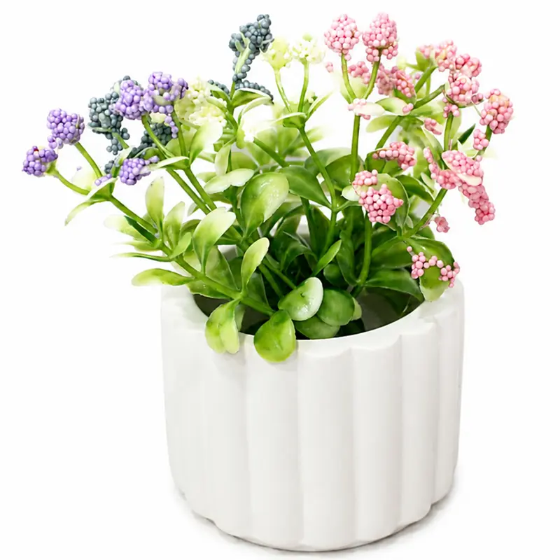 FLOR PERMANENTE COM VASO DE CERAMICA REDONDO 13X8CM DE Ø