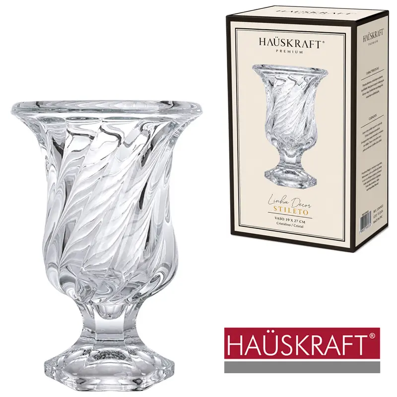 VASO DE VIDRO CRISTAL REDONDO LINHA DECOR SELETO HAUSKRAFT PREMIUM 14,5X11CM DE Ø
