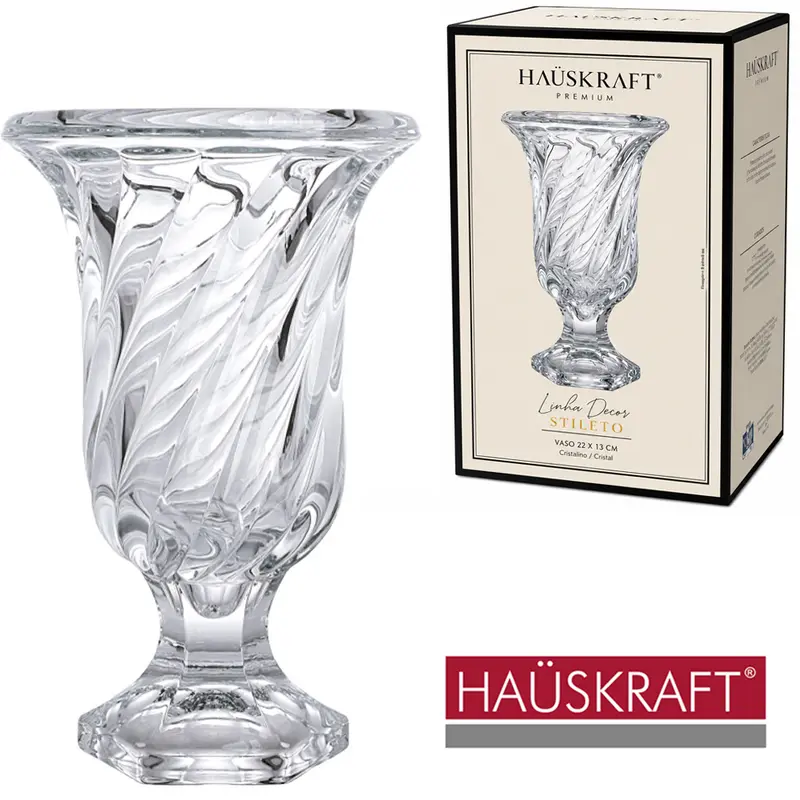 VASO DE VIDRO CRISTAL REDONDO LINHA DECOR SELETO HAUSKRAFT PREMIUM 19X12CM DE Ø