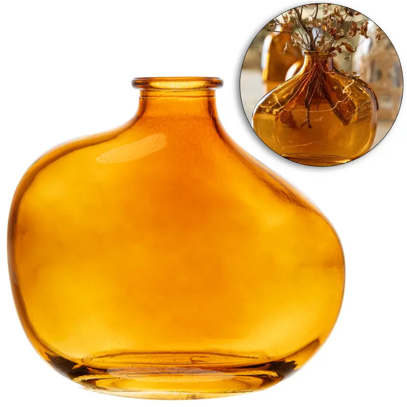 VASO DE VIDRO ORGANICS AMBAR WOLFF 11X10X5,5CM ROJEMAC