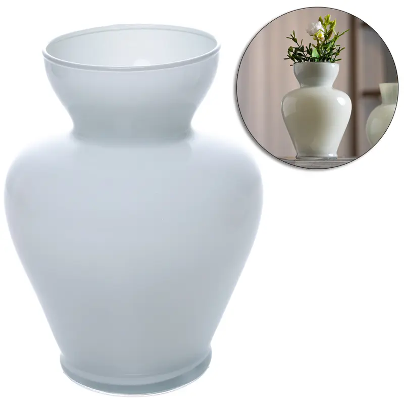 VASO DE VIDRO REDONDO JASMINE WHITE WOLFF 14,5X10CM DE Ø
