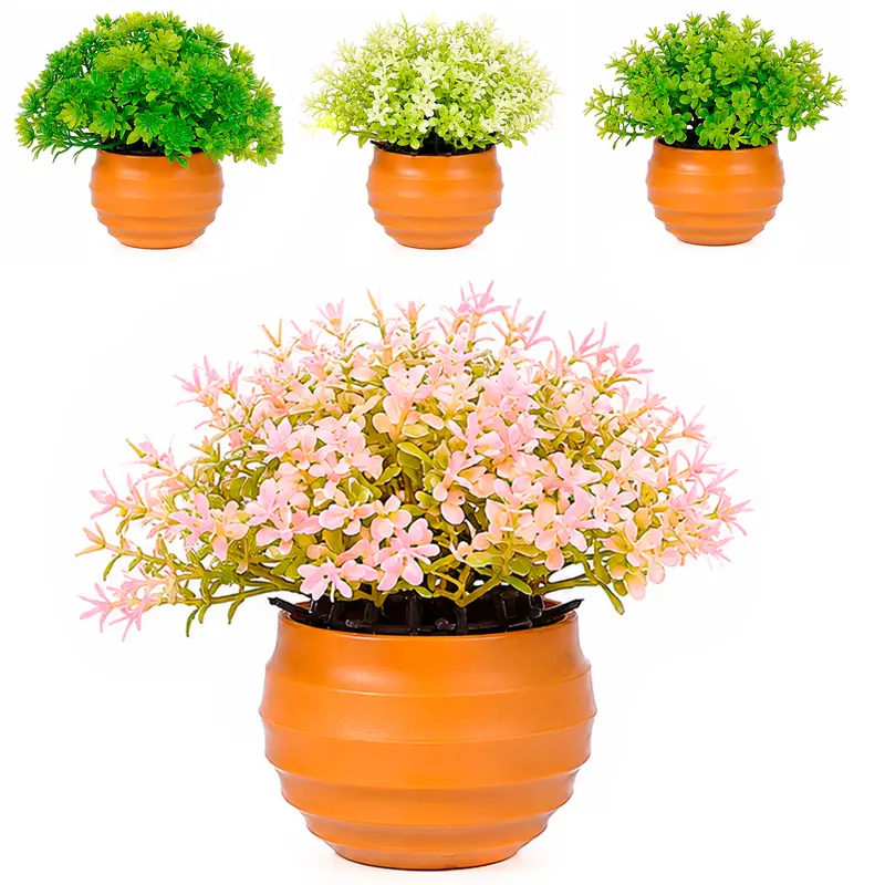 FLOR PERMANENTE COM VASO DE PLASTICO REDONDO SORTIDAS 11X6CM DE Ø