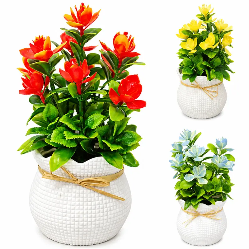 FLOR PERMANENTE COM VASO DE PLASTICO REDONDO 22X11,5CM DE Ø