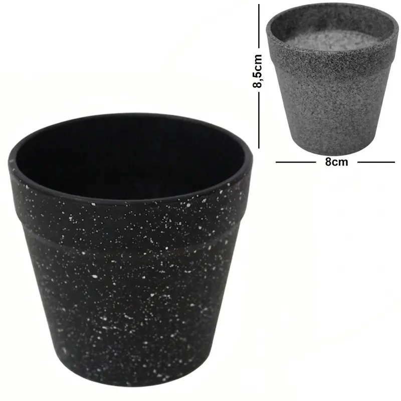 VASO DECORATIVO DE PLASTICO REDONDO 8X8,5CM DE Ø