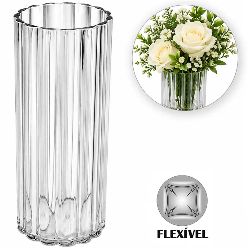 VASO DE PLASTICO PET FLEXIVEL REDONDO CANELADO 14X5CM DE Ø