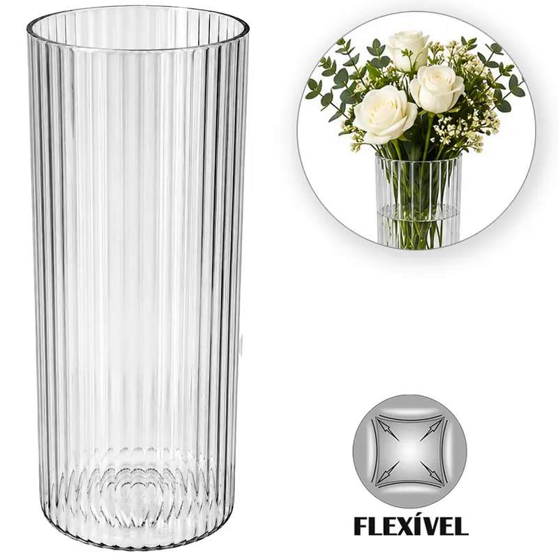 VASO DE PLASTICO PET FLEXIVEL REDONDO CANELADO 22X9,5CM DE Ø