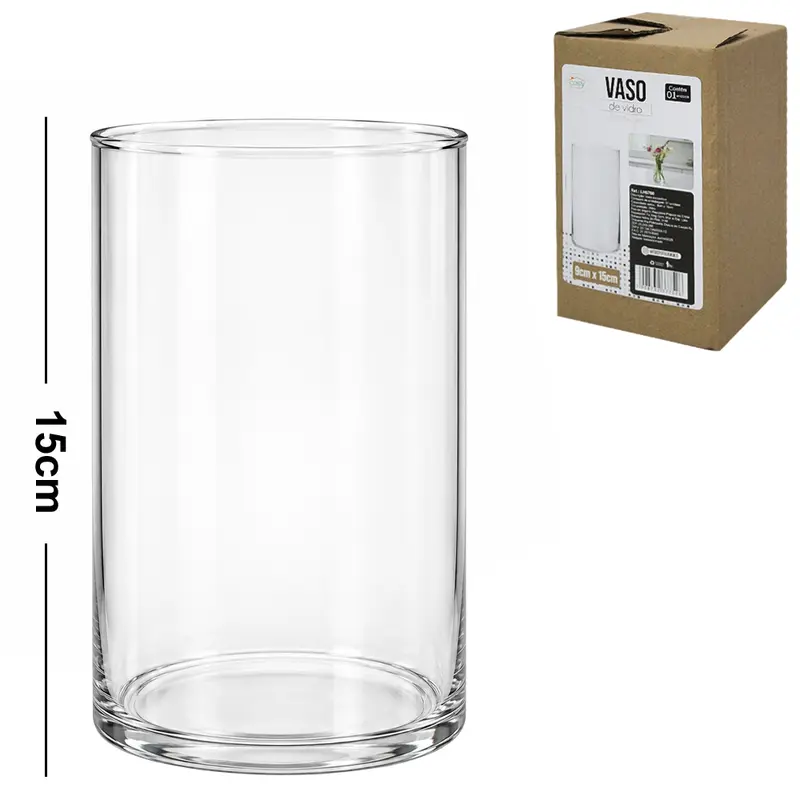 VASO DE VIDRO REDONDO 15X9CM DE Ø
