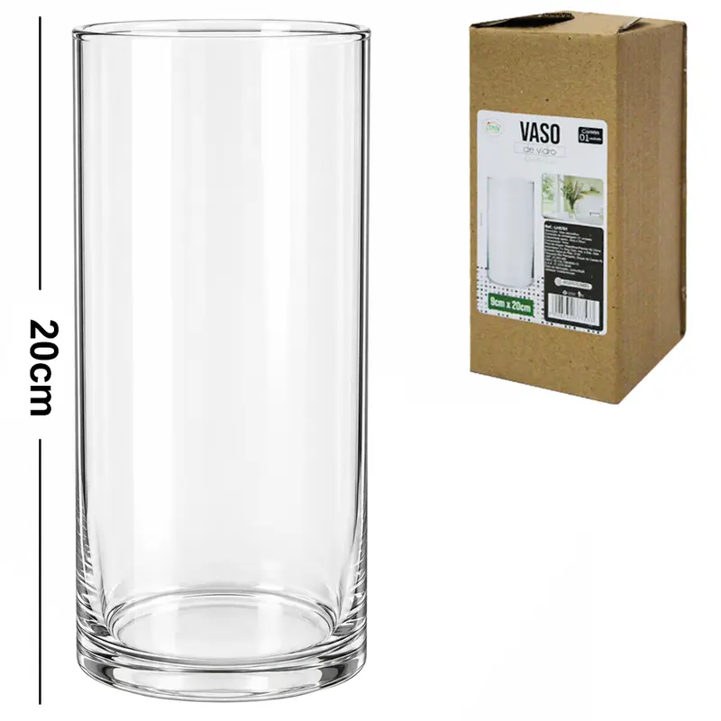 VASO DE VIDRO REDONDO 20X9CM DE Ø