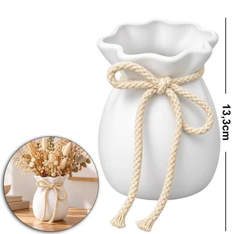 VASO DE PLASTICO REDONDO COM LACO DE CORDAO P WHITE 13,3X9,5CM DE Ø