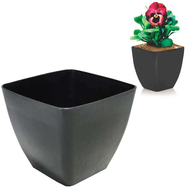 VASO QUADRADO ELEGANCE PRETO 1750ML 14,5X12,5CM DE PLASTICO