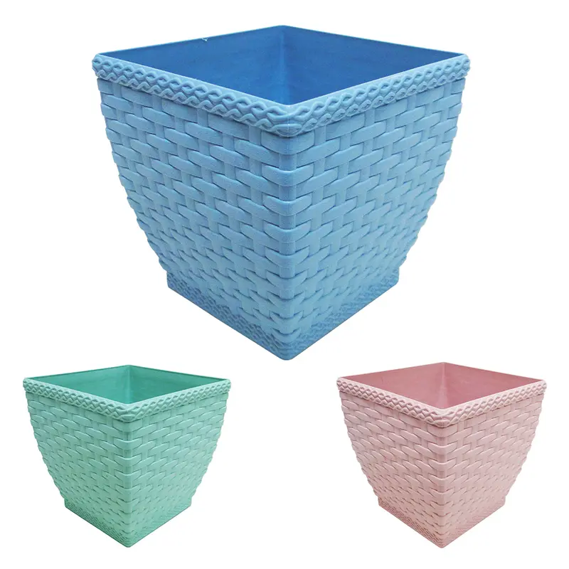 VASO QUADRADO RATTAN COLORS 800ML 11X10,5CM DE PLASTICO