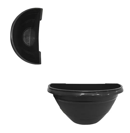 VASO MEIA LUA DE PAREDE PRETO 1,65L 26X13,5CM DE PLASTICO