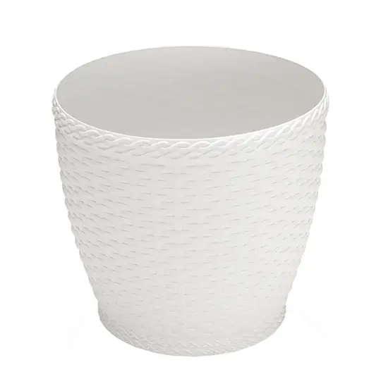 VASO REDONDO RATTAN BRANCO GRANDE 22L 33X35CM DE Ø DE PLASTICO