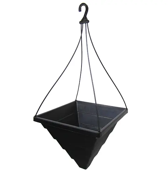 VASO PIRAMIDE DE PENDURAR PRETO 3,4L 23,5X18,5CM DE PLASTICO