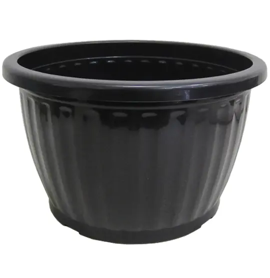 VASO REDONDO CANELADO PRETO 6L 16,5X27CM DE Ø DE PLASTICO