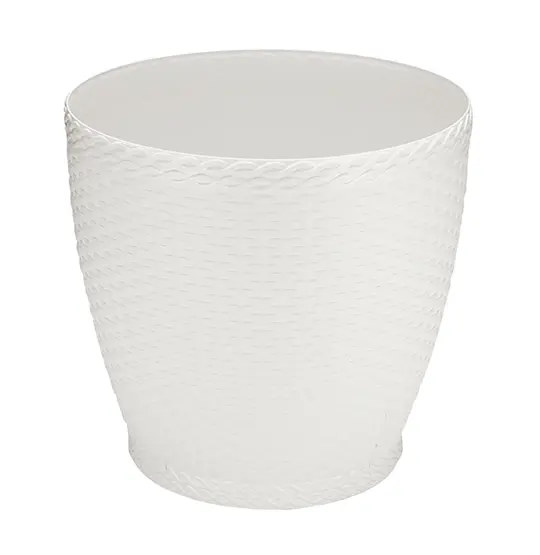 VASO REDONDO RATTAN BRANCO MINI 1,7L 14X15CM DE Ø DE PLASTICO