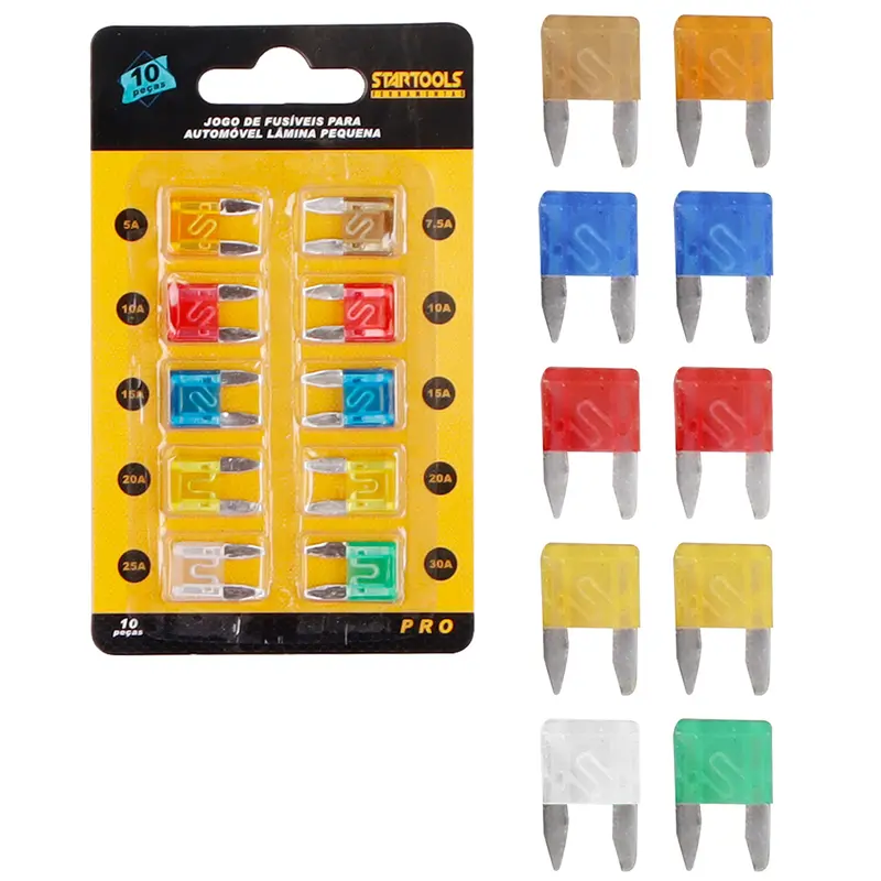 JOGO DE FUSIVEIS (FUSIVEL) PARA AUTOMOVEL LAMINA PEQUENA PRO COM 10 PECAS