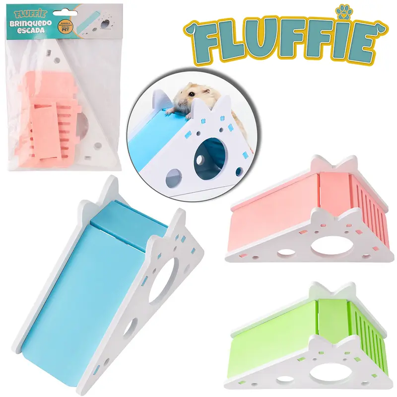 BRINQUEDO ESCADA DE PLASTICO PVC PARA ROEDORES FLUFFIE 18X10X7CM