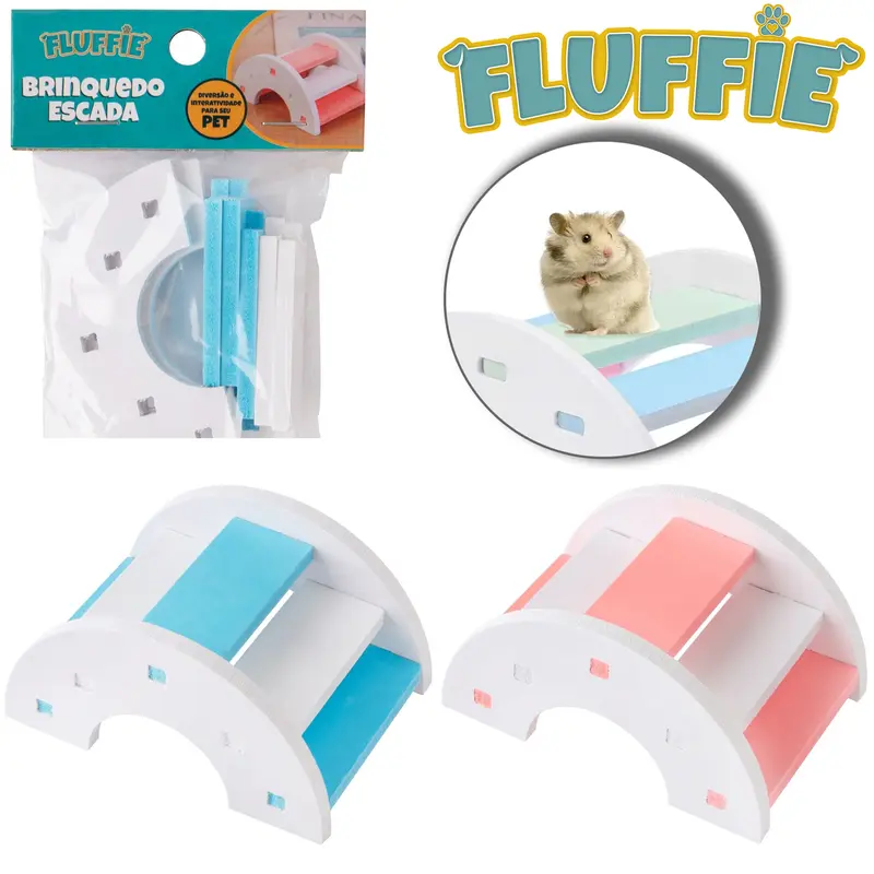 BRINQUEDO ESCADA DE PLASTICO PVC PARA ROEDORES FLUFFIE 9X6X4,5CM