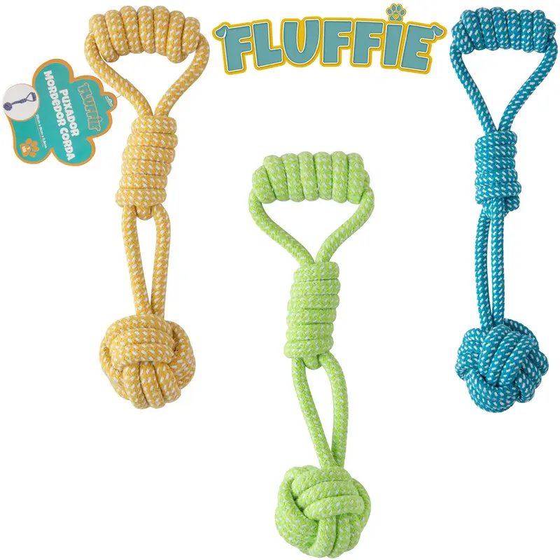 BRINQUEDO PARA CACHORRO COM BOLA + NO E PUXADOR DE CORDA 29X8X5,5CM