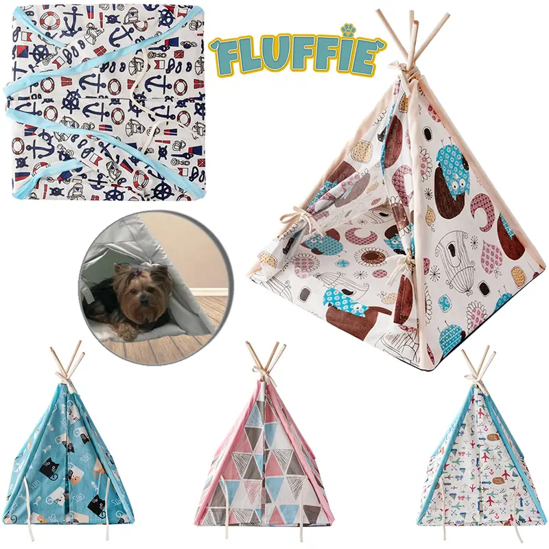 CAMA CABANA DE POLIESTER PARA CACHORRO E GATO FLUFFIE 53X45X45CM