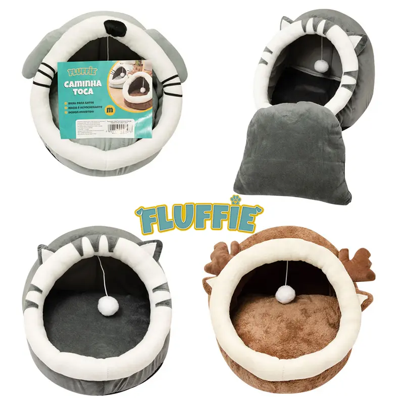 CAMA TOCA DE PELUCIA PARA CACHORRO E GATO M FLUFFIE 37X33X26CM