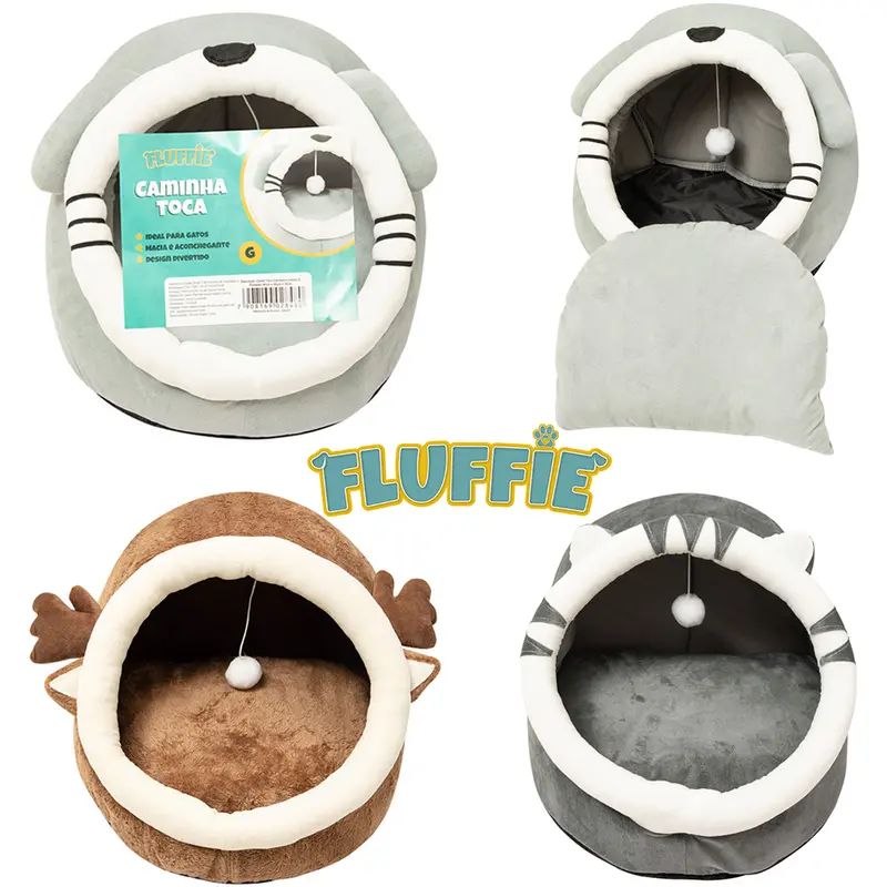 CAMA TOCA DE PELUCIA PARA CACHORRO E GATO G FLUFFIE 40X40X30CM
