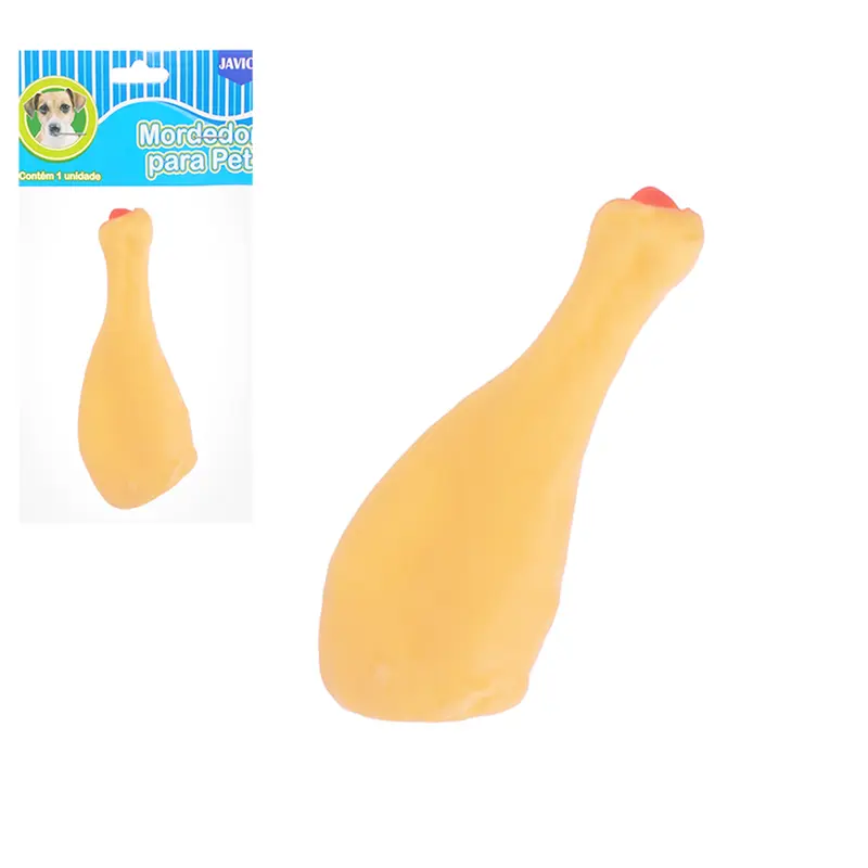 BRINQUEDO PARA CACHORRO COXA DE FRANGO DE PLASTICO COM SOM 16X6,5CM