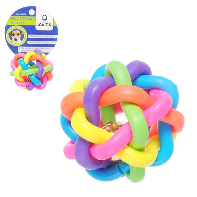 BRINQUEDO PARA CACHORRO BOLA TRANCADA DE PLASTICO COM GUIZO 6,5CMØ