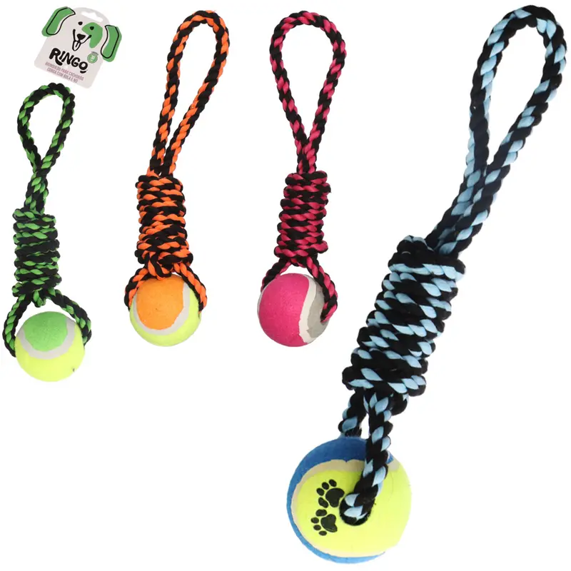 BRINQUEDO PARA CACHORRO CORDA COM BOLA DE TENIS 30X7,5CM