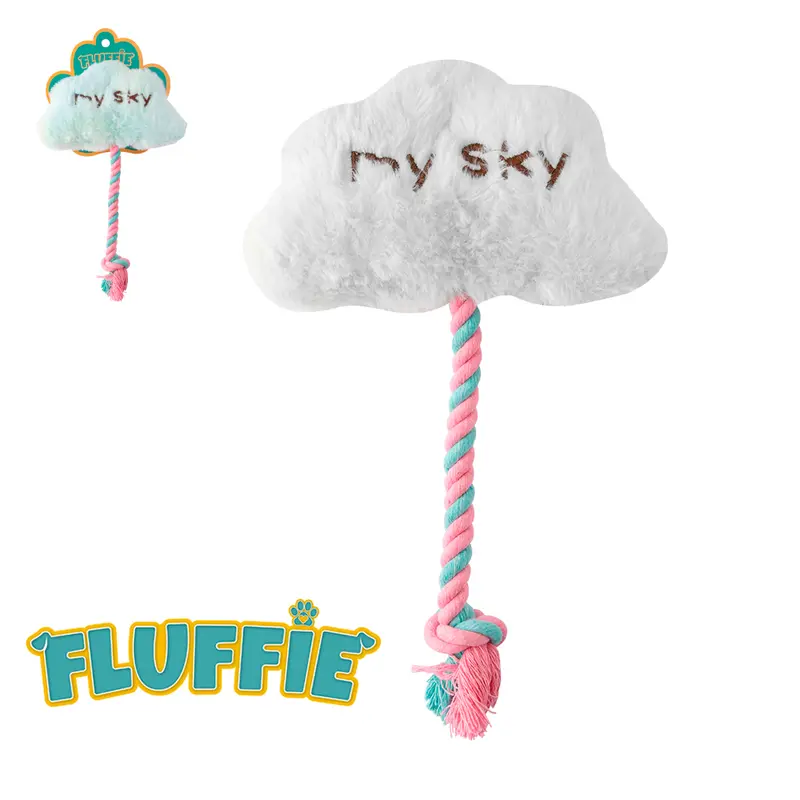 BRINQUEDO PARA CACHORRO ESTRELA / NUVEM DE PELUCIA COM SOM + NO DE CORDA FLUFFIE 27X17X4CM