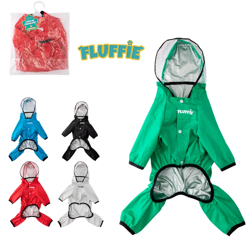 CAPA DE CHUVA DE PVC PARA CACHORRO GG FLUFFIE 88X36CM