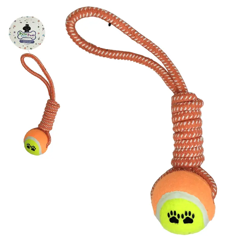 BRINQUEDO PARA CACHORRO COM CORDA COM BOLA DE TENIS 29X7,5CM