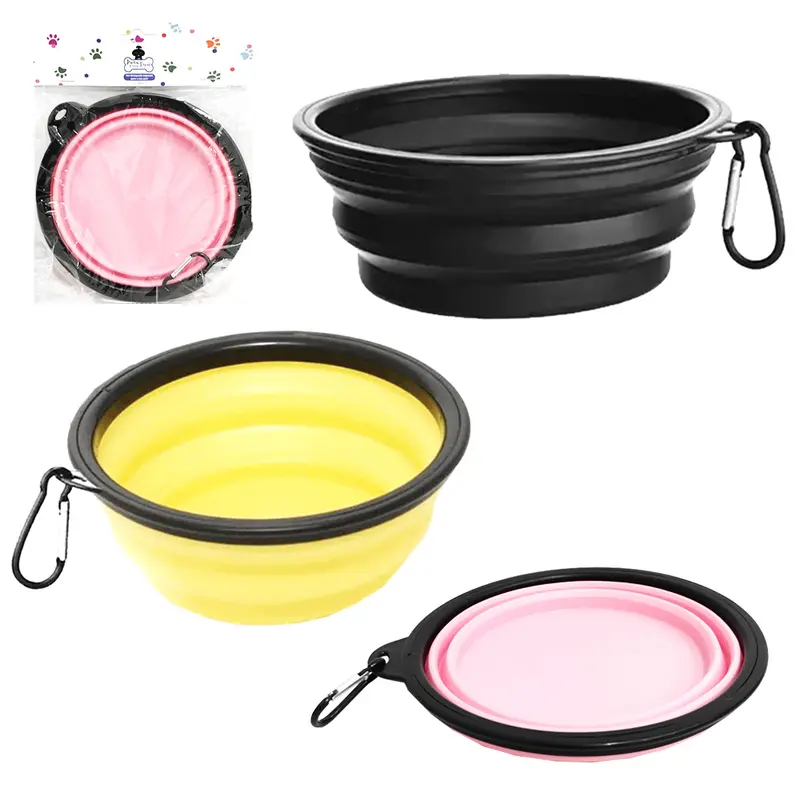 COMEDOURO / BEBEDOURO DE SILICONE RETRATIL COM MOSQUETAO 6,5X16CM DE Ø