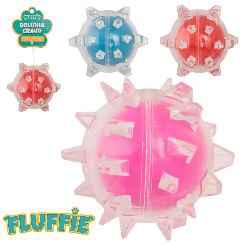 BRINQUEDO PARA CACHORRO BOLA CRAVO / ESPINHO DE BORRACHA FLUFFIE 9,5CM DE Ø
