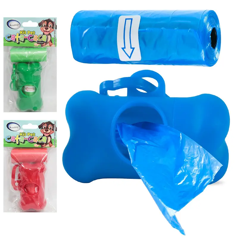 SACO / SAQUINHO COLETOR PARA FEZES ANIMAL DE PLASTICO LISO COM 30 PECAS 30X22CM + ESTOJO