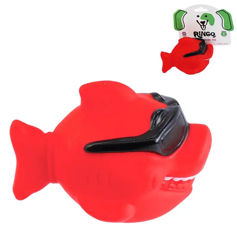 BRINQUEDO PARA CACHORRO PEIXE COM OCULOS DE PVC COM SOM 9X6,5X6CM